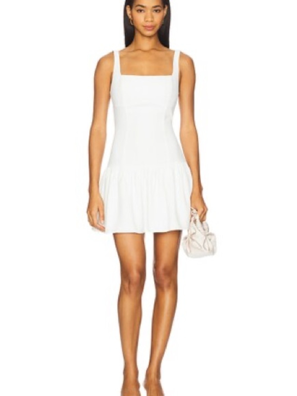 Amanda Uprichard White Square-Neck Mini Dress